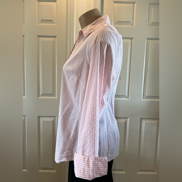 ***S O L D*** Pink & White Striped Button Down Shirt - Picture 2 of 6